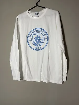 Manchester City Football Club England Men’s Long Sleeve T-shirt White Size L • $27.99