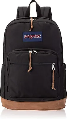 JanSport Right Pack Backpack Color: Black Suede Leather Bottom ORIGINAL • $57.90