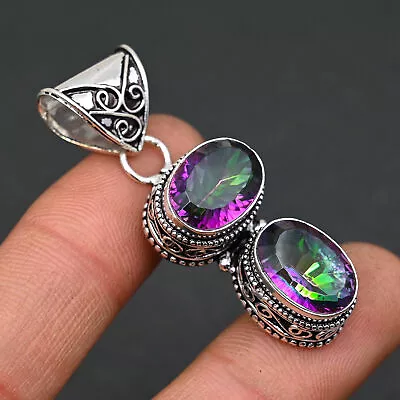 Rainbow Mystic Topaz Gemstone 925 Sterling Silver Women Jewelry Gift Pendant H31 • £11.66