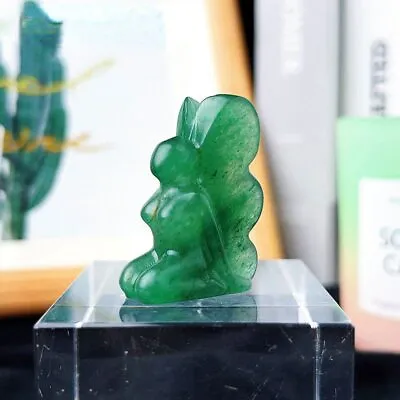 $9.49 • Buy Natural Green Aventurine Stone Butterfly Fairy Quartz Crystal Carved Spirit Girl