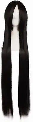 MapofBeauty 40 Inches 100cm Black Long Straight Cosplay Costume Wig Fashion Wig • £12.01