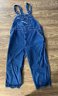 Vintage Key Imperial Aristocrat Bib Overalls Men's 48x30  Blue Denim Jeans USA • $29.99