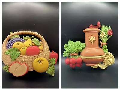 2 Vtg  Dart Ind Kitchen Plastic Wall Plaque Fruit Bask Vegetable Pepper Grinder • $15