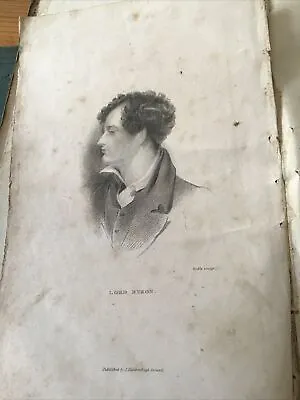 Antique Print 1824 - Portrait Of Lord Byron - Poetry • £6