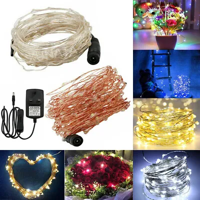 10-50M LED Micro Rice Wire Fairy String Lights UK 12V Mains Powered Party Xmas • £17.71