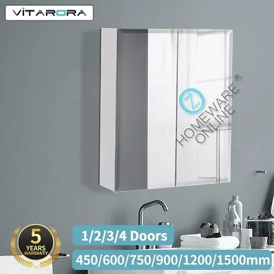 Bathroom 450-1500mm Wall Mirror Bevel Shaving Cabinet Vanity Glass Storage Shelf • $359