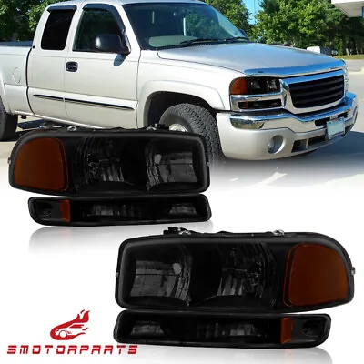 Smoked Lens Headlight Amber Corner For 1999-2006 GMC Sierra 1500 2500 3500 LH&RH • $60.95