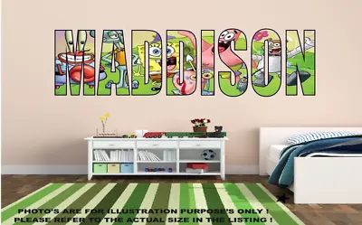 £12.99 • Buy Personalised Spongebob Wall Art Sticker Quote Decal Girls Boys Bedroom Decor