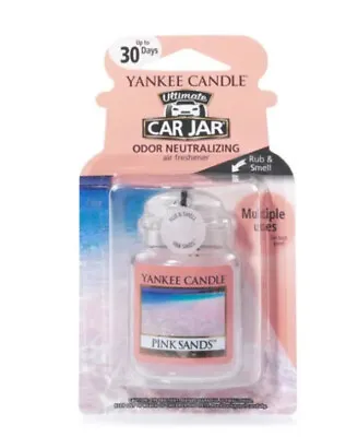 Yankee Candle Car Jar Air Freshener Freshner Fragrance Scent - PINK SANDS • £5.89