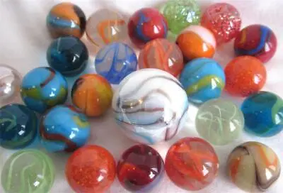 25 RANDOM MIXED ASSORTMENT Game Marbles Shooter Glass Swirl Lot • $9.95