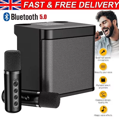Portable Bluetooth Speaker With 2 Wireless Microphones Set Pa System RGB Speaker • £31.95