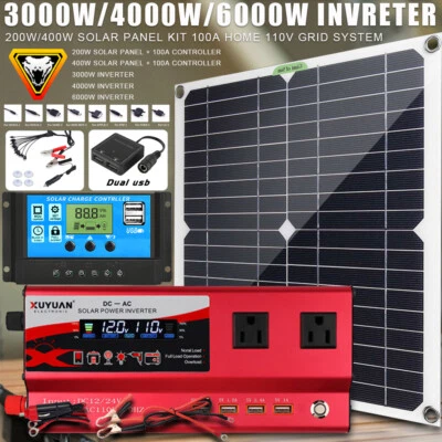 $49.58 • Buy 6000W Complete Solar Panel Kits Solar Power Generator 100A Home 110V Grid System