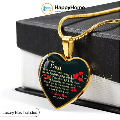 Heart Necklace Father's Day Gift For Dad From Kids I Love You Everyday -N397 • $35.05