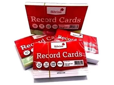Revision/Flash/Index Silvine Record Cards White/Plain/Ruled/Coloured Free P+P  • £3.95