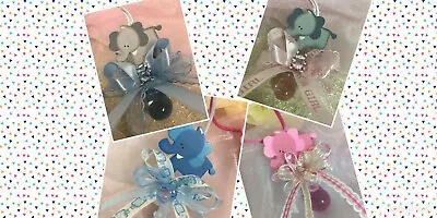 Pacifier Elephant Necklaces Baby Shower Games Favors Prizes Pink/Blue 12PC • $13.99