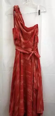 NWT Vtg Halston Sz8 Braided One-Shoulder Summer Red Glaze Evening Gown Dress • $59.99