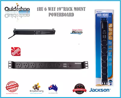 Rack Mount Power Board 6 Way Outlet 19  1RU PDU Strip Rail Surge Protect Jackson • $73.95