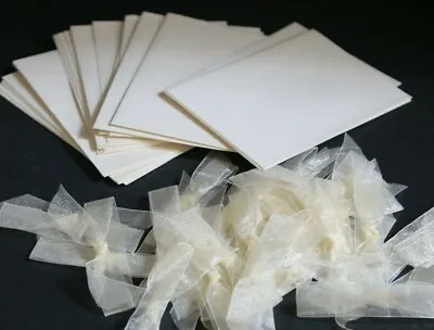 Card Making Accessories - 29 Envelopes And Matching Ribbons -  Cream • £4.99