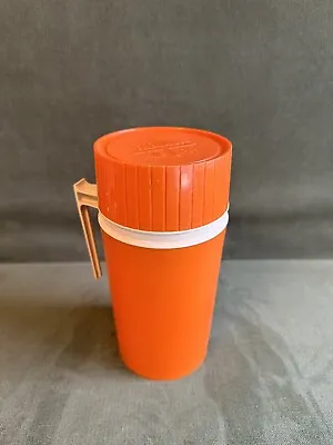 Vintage Thermos Pint Orang Cup Retro 1970s 7202 Insulated Lidded Coffee Tea Soup • $12