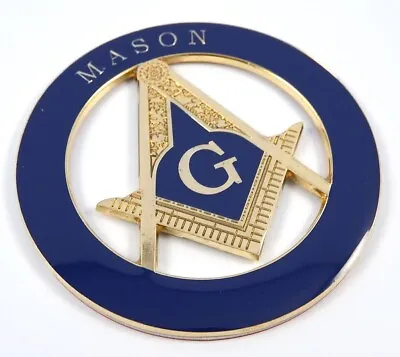 Mason Masonic Blue Round 3  Auto Emblem Metal Car Decal MAS20 • $7.99