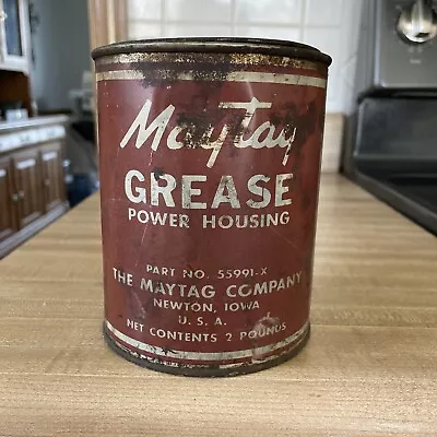 2 Lb. Vintage Maytag Grease Power Housing Can Red • $8.99