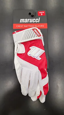 NEW! Marucci Crest Batting Gloves White/Red Youth • $16.95