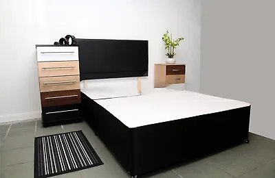 Small Double Queen Size 4ft Divan Bed Base! Choose Colour Storage Headboard! • £179.99