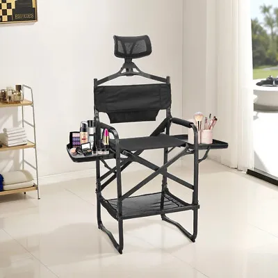 Folding Aluminium Directors Chair Vanity Make Up Artist With Side Table Foldable • £72.95