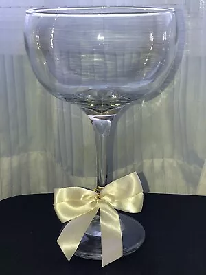 Large Glass Vase Goblet Shape Pedestal 10” Tall 6” Diameter Top Rim Decorative • $14.99