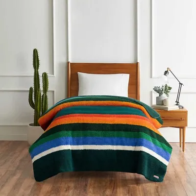 PENDLETON Sherpa Fleece Blanket TWIN Evergreen Stripe - NEW • $65.99