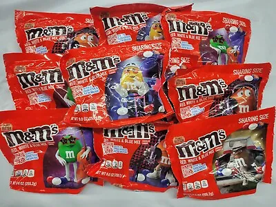 Lot Of 10 M&Ms Peanut Butter  Red White Blue Sharing Size Bags Chocolate Candy • $29.95