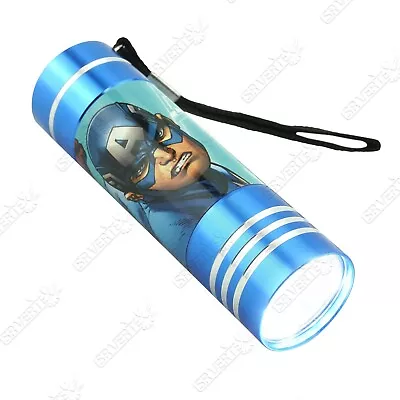 Licensed Marvel Avengers Captain America Blue LED Torch Christmas Gift 3+Y • £9.99