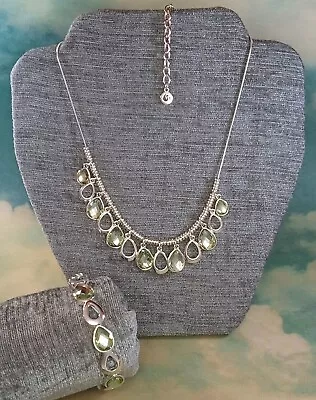 Swarovski Prasiolite (Pale Green) Crystal Necklace & Bracelet Set • $34.99