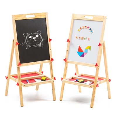 £29.32 • Buy 2in1 Kids Wooden Easel Double Sided Learning Drawing Standing Board Black/White