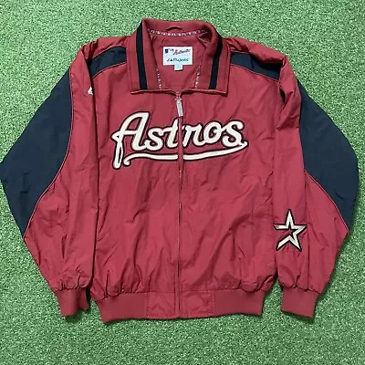 Vintage MLB Houston Astros Majestic Jacket Authentic Red Large L Full Zip • $269.99