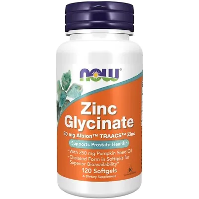 NOW Foods - Zinc Glycinate - 120 Softgels • £13.99
