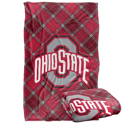 The Ohio State University Plaid Pattern Silky Touch Super Soft Throw Blanket • $41.99