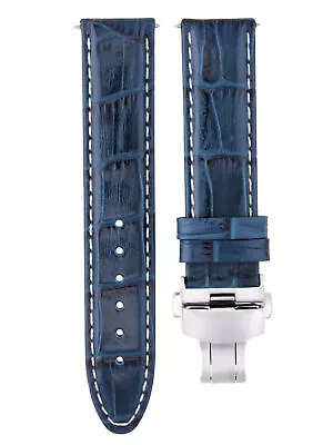 18mm Premium Leather Watch Strap Band For Bulova Accutron Deploy Clasp Blue Ws • $29.95