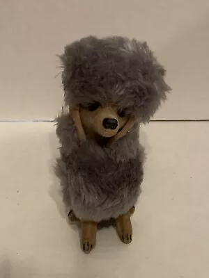 Vintage 1960's Kamar Poodle Dog Grey Fur Stuffed Collectible 6.5” Made In Japan • $20