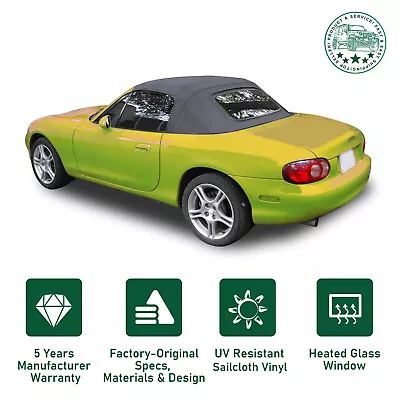 Black Convertible Soft Top W/Heated Glass Window For Mazda Miata 1990-2005 99-05 • $158.99