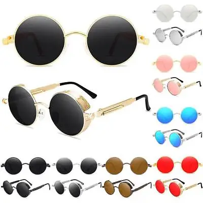 $13.09 • Buy Polarized Mens Vintage Retro Hippie Round UV400 Sun Glasses Steampunk Sunglasses