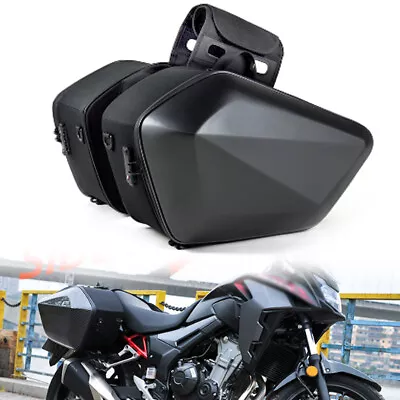 Pair Of Motorcycle Dual Saddle Bag Riding Helmet Storage Hard Shell Side Bag US • $129.99