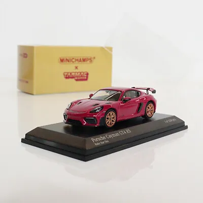 MINICHAMPS X Tarmac Works 1:64 Porsche Cayman GT4 RS Alloy Model Car- Rose Red • $35.50