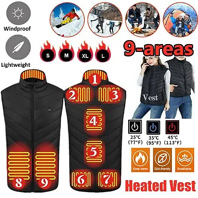 Unisex Heated Vest Electric Jacket USB Thermal Warm Heat Pad Winter Body Warmer • $40.99