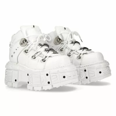 New Rock Boots M-TANK106-C1 Unisex White 100% Leather Goth Platform Punk  • $299.99