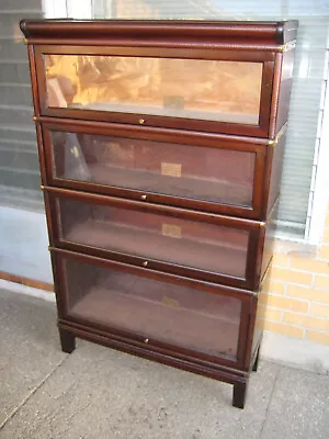 Antique Mahogany Globe Wernicke 4 Stack Sectional Barrister Stacking Bookcase • $675