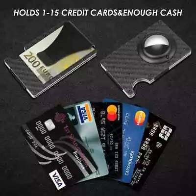 Slim RFID Blocking  Credit Card Holder Carbon Fiber Mens Wallet With  Money Clip • $12.21