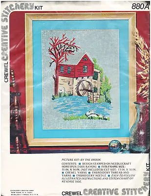 1975 Vogart  BY THE BROOK  Watermill House Crewel Embroidery Stitch Kit *NEW* • $14.99