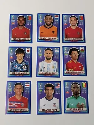 Panini World Cup Qatar 2022 Blue Parallel Unused Stickers Lot X9 All Different • £9.99