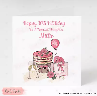 Personalised Birthday Card - 18th 21st 30th 40th 50th Daughter Sister Niece • £2.99